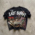 The Last Supper Retro Jesus Graffiti Print Cropped T-shirt