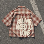 All We Need Is Love Retro Graphic Plaid Jacket Shirt