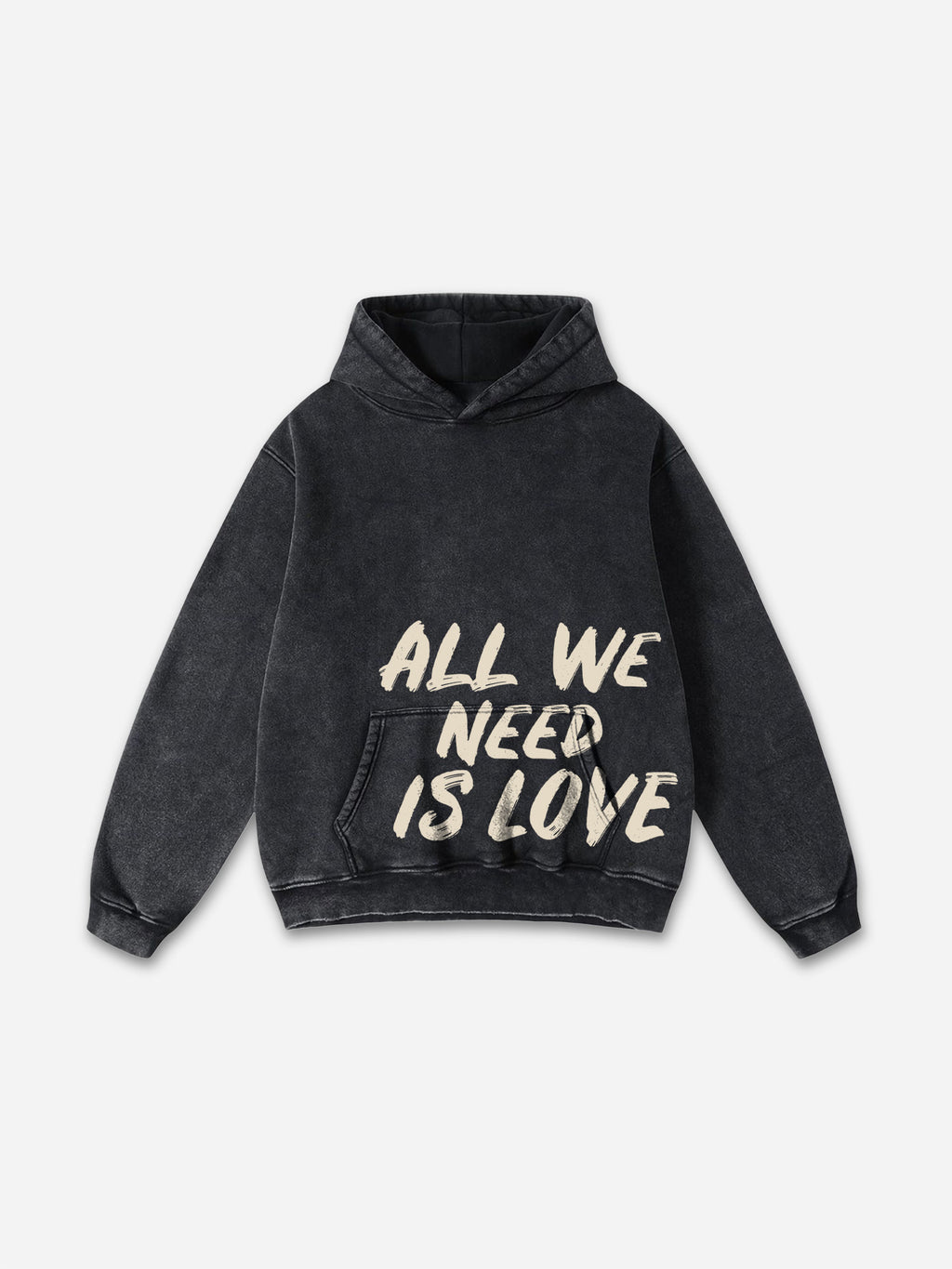 Vintage All We Need Is Love Graphic Design Washed Oversized Hoodie