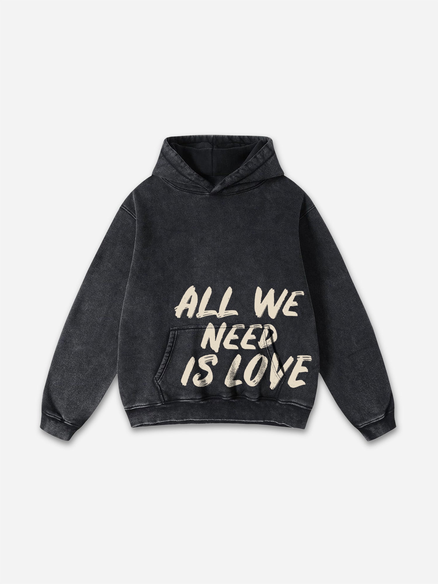 Vintage All We Need Is Love Graphic Design Washed Oversized Hoodie