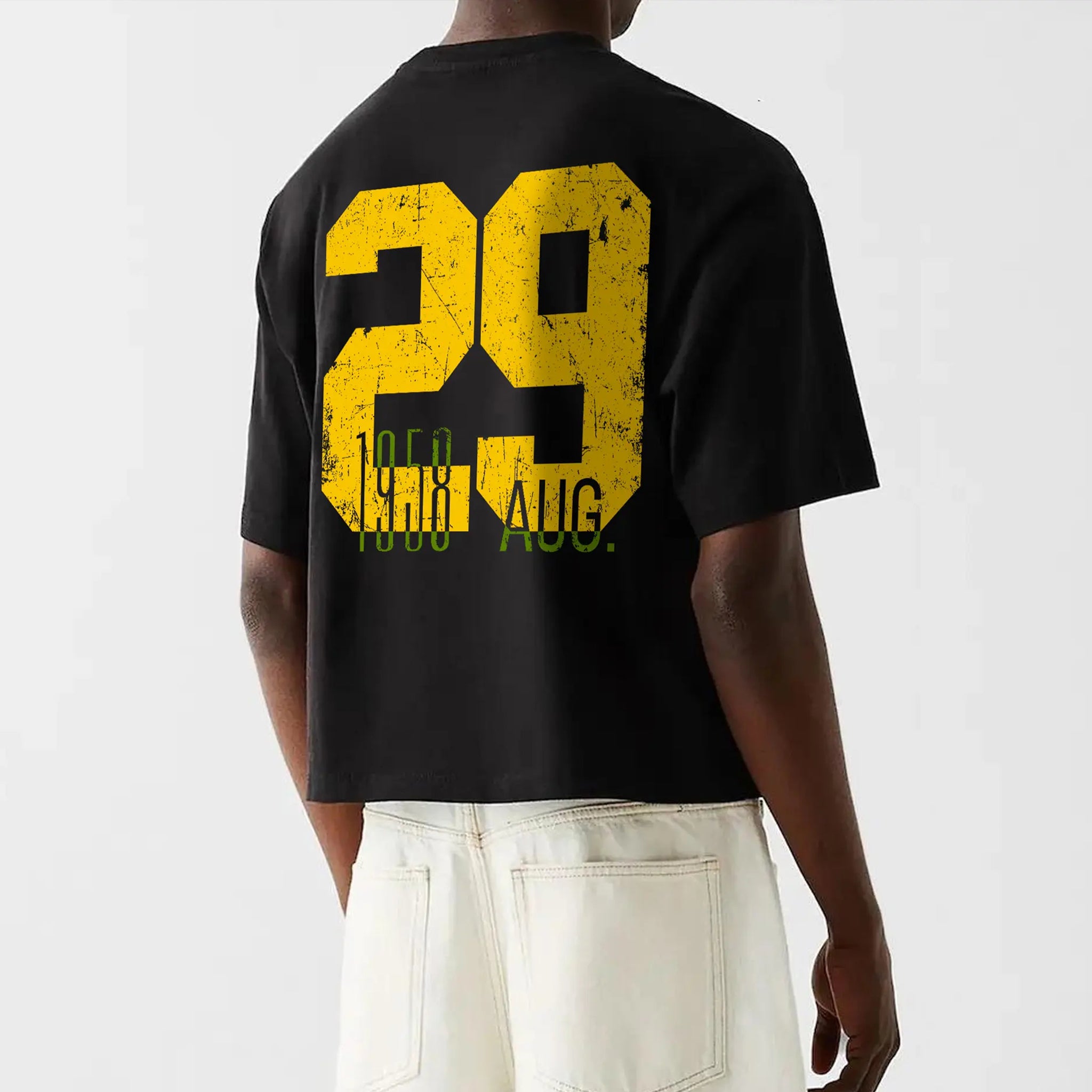 Retro Number Graffiti Print Pure Cotton Sports Short-sleeved T-shirt