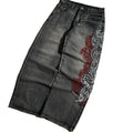 Retro Letter High Street Scimitar Stitching Wide Jeans