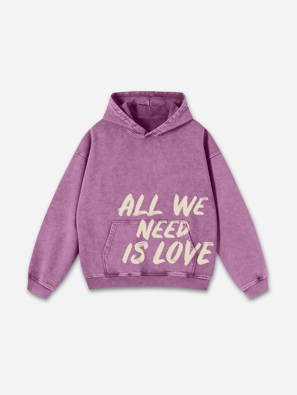 Vintage All We Need Is Love Graphic Design Washed Oversized Hoodie