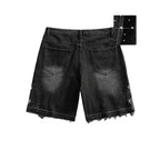 Vintage Y2k Trendy Star Letter Rhinestone Loose Denim Shorts