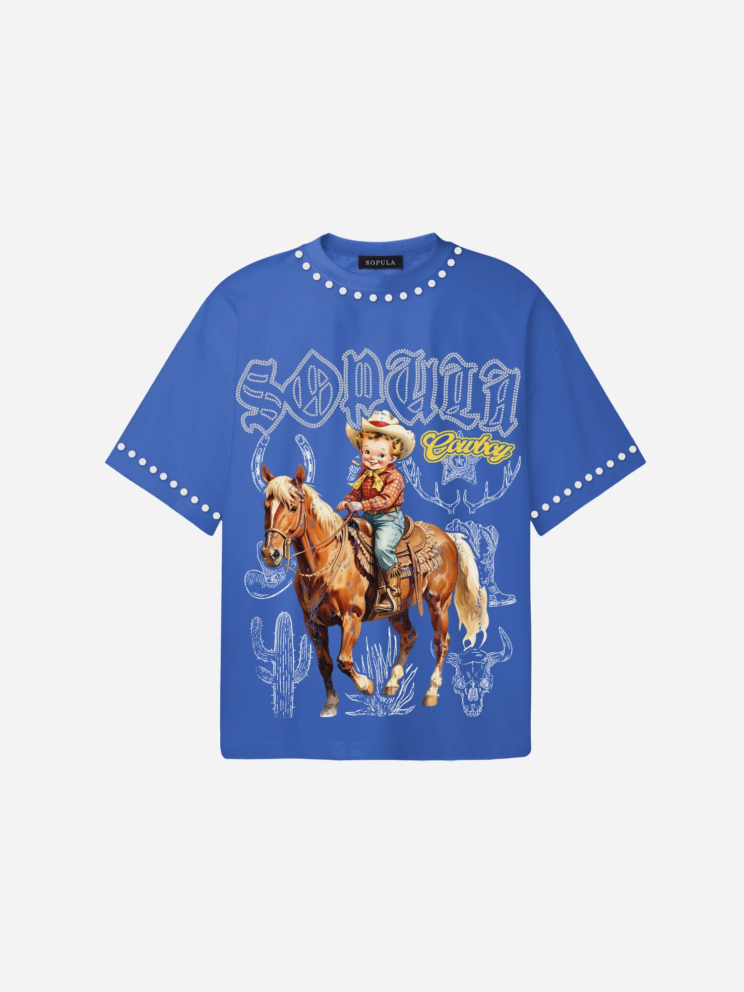 Cowboy Western Elements Retro Graphic Cotton T-shirt
