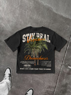Stay Real Coconut Vacation Vintage Graphic Cotton T-shirt