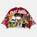 First Sunday Vintage Jesus Religious Print Boxy Crop T-shirt
