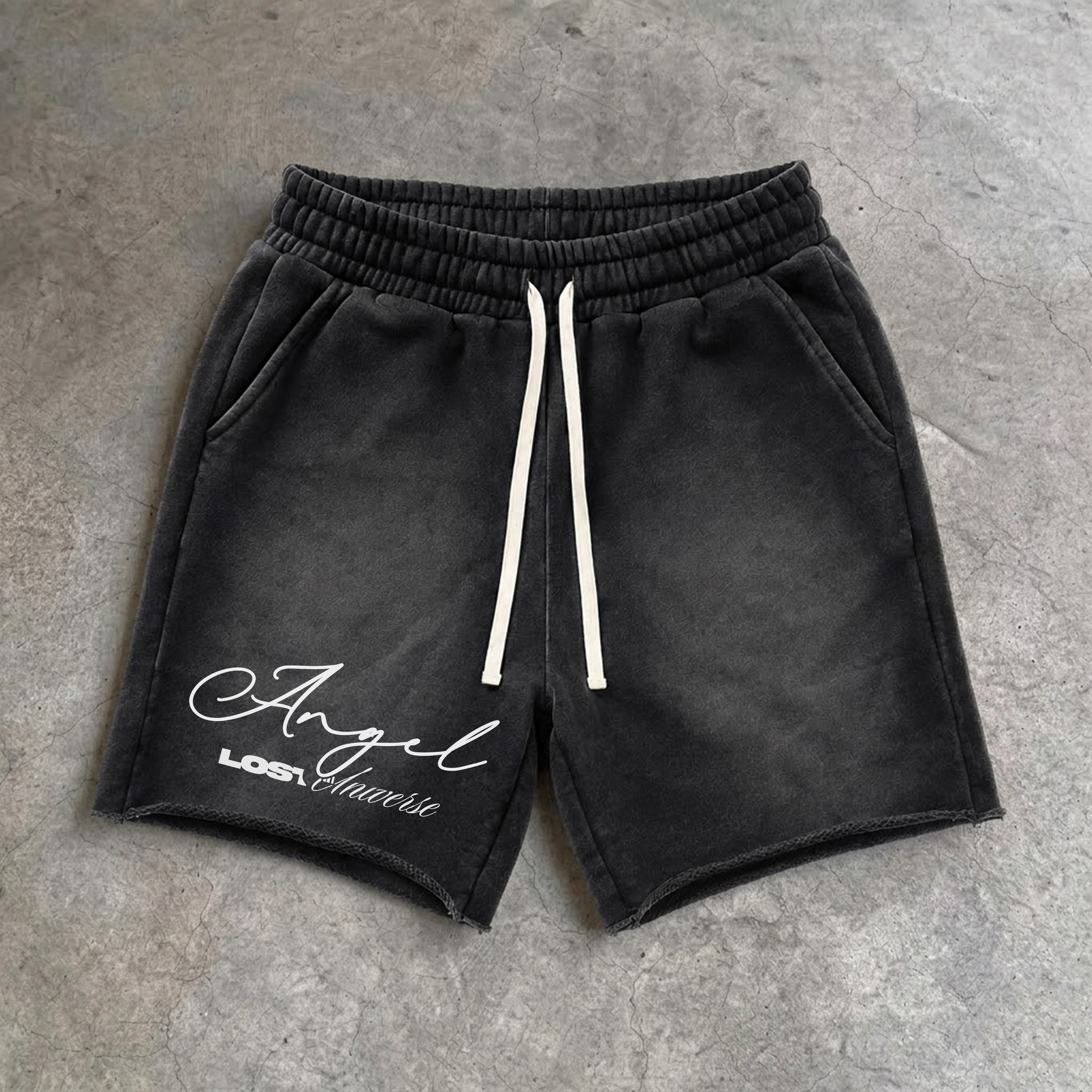 Streetwear Brand Fallen Angel Graphic Acid Washed Shorts