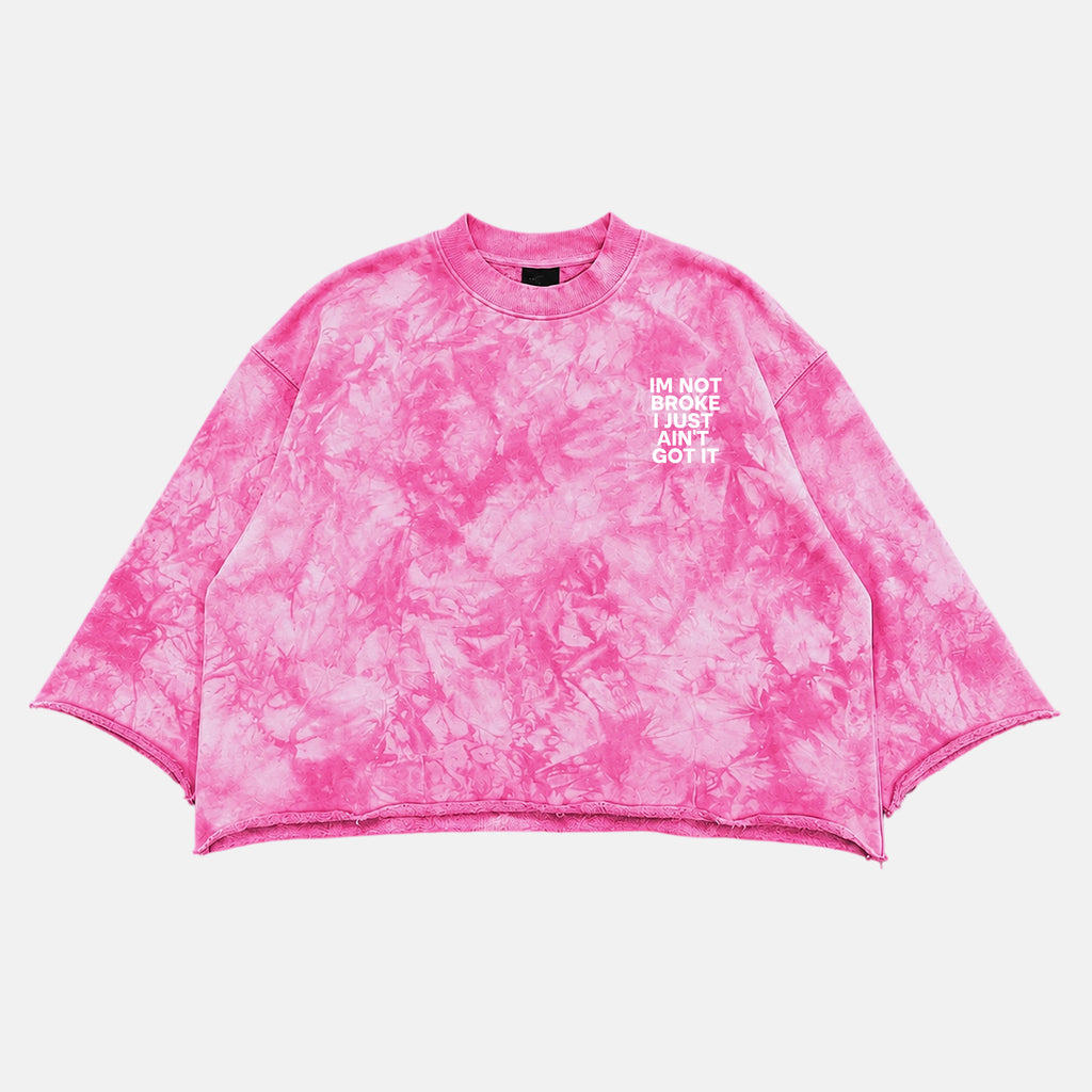 Camouflage Pink Im Not Broke I Just Ain't Got It Graphic Boxy Crop Crimped Edge T-shirt