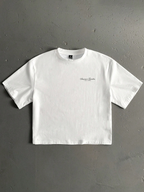 Handwritten Fonts Street Style Floral Graphic Cotton T-shirt