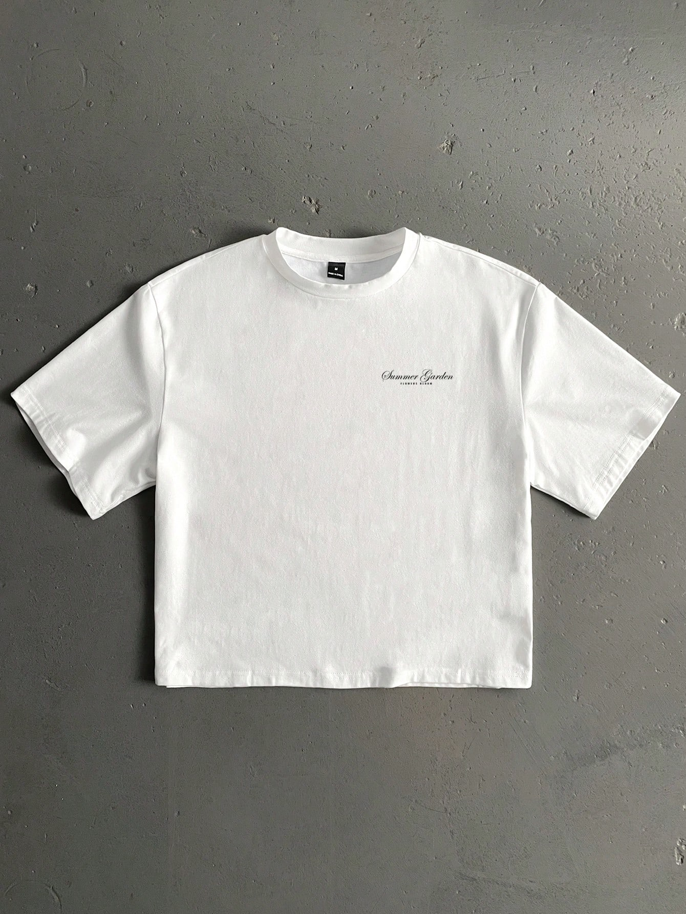 Handwritten Fonts Street Style Floral Graphic Cotton T-shirt