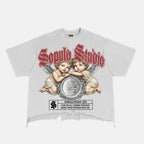 Sopula Angel's Mirror Graphic Crop Ripped T-shirt