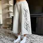 Jesus Is King Handwritten Font Design Terry Wool Capri Sweatpants