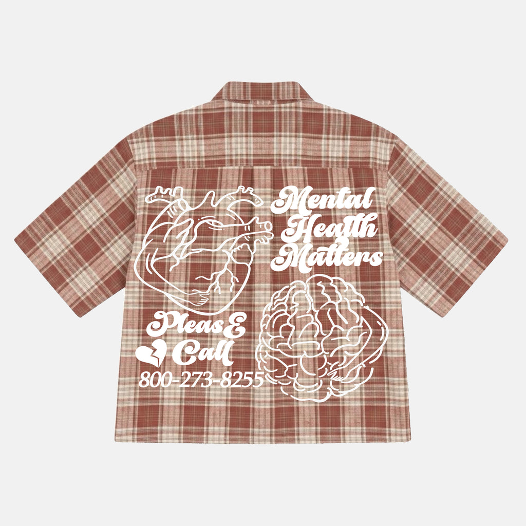 Mental Health Matters Brain Heart Graphic Plaid Jacket Shirt