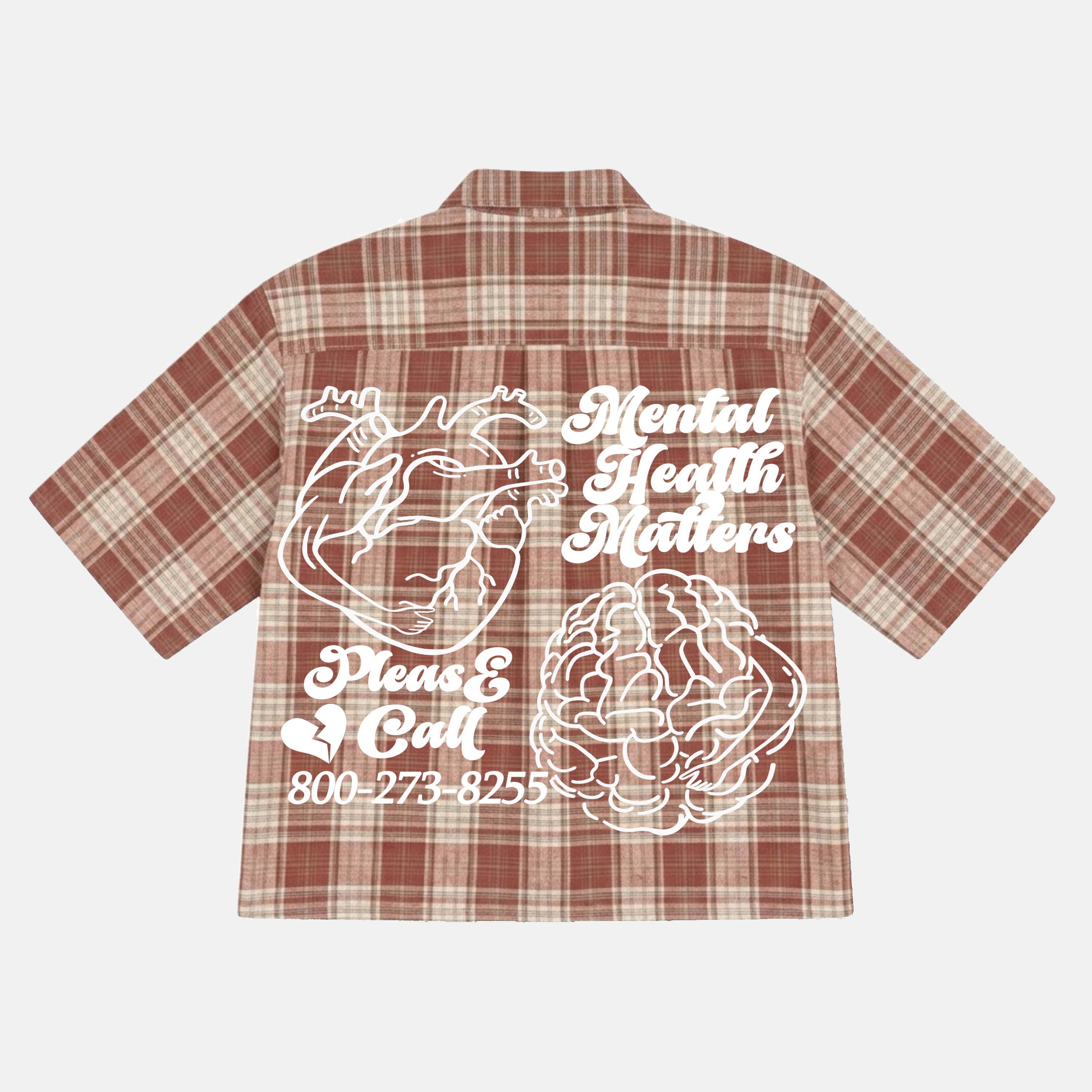 Mental Health Matters Brain Heart Graphic Plaid Jacket Shirt