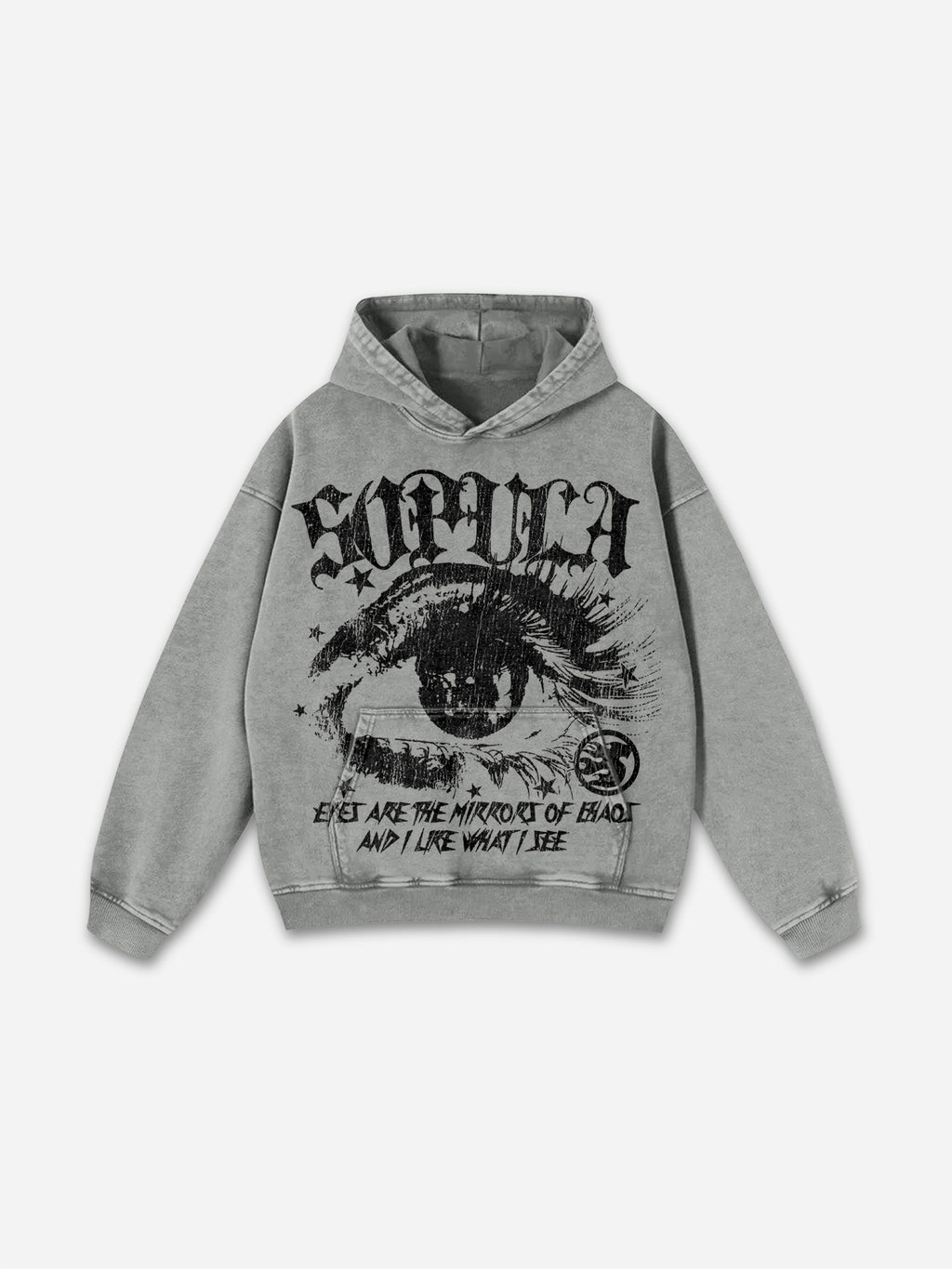 Sopula Star Eyes Graphic Acid Wash Hoodie