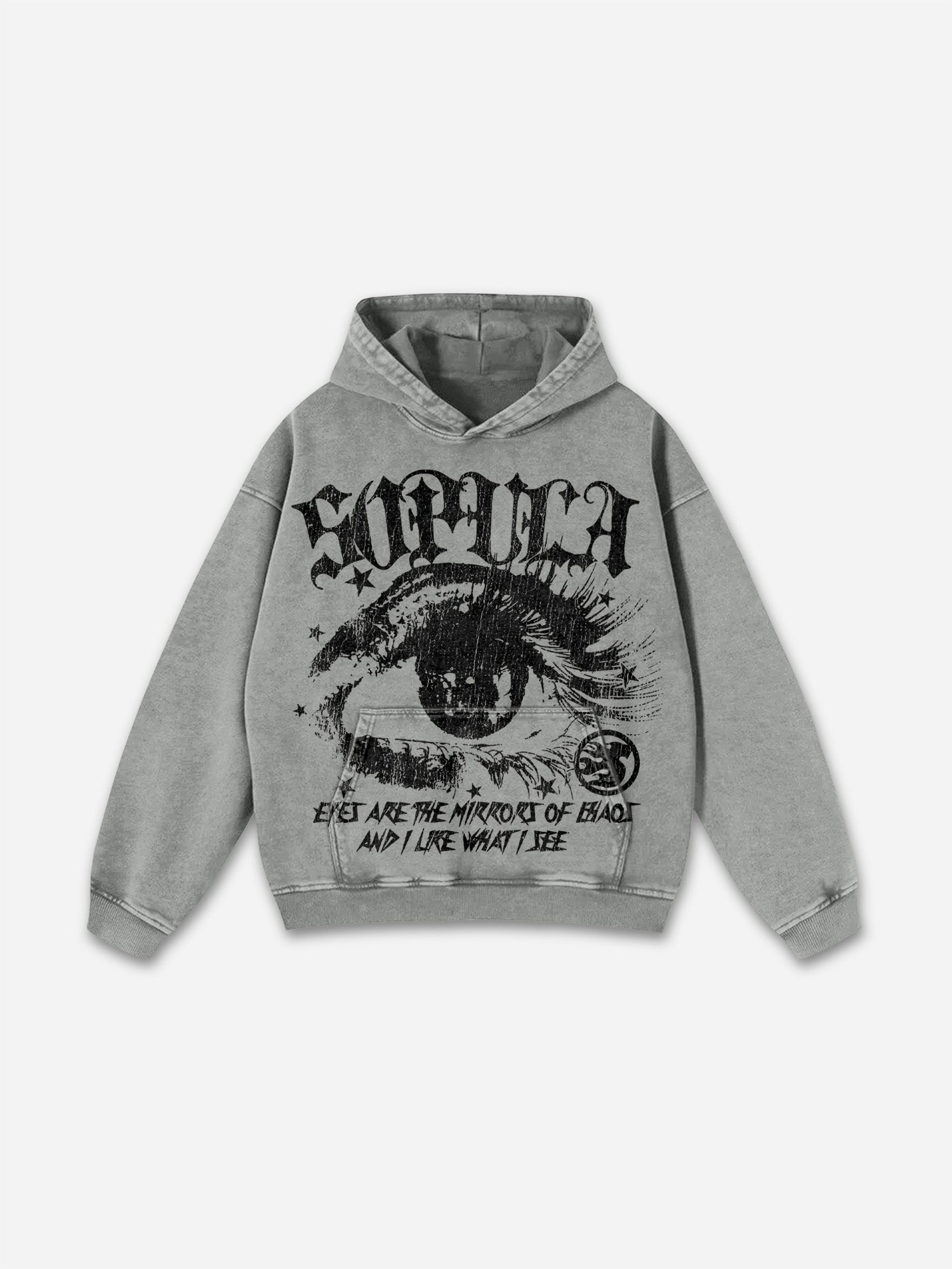 Sopula Star Eyes Graphic Acid Wash Hoodie