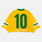 Brazil Christ The Redeemer No. 10  Retro Sports Graphic Boxy Crop T-shirt
