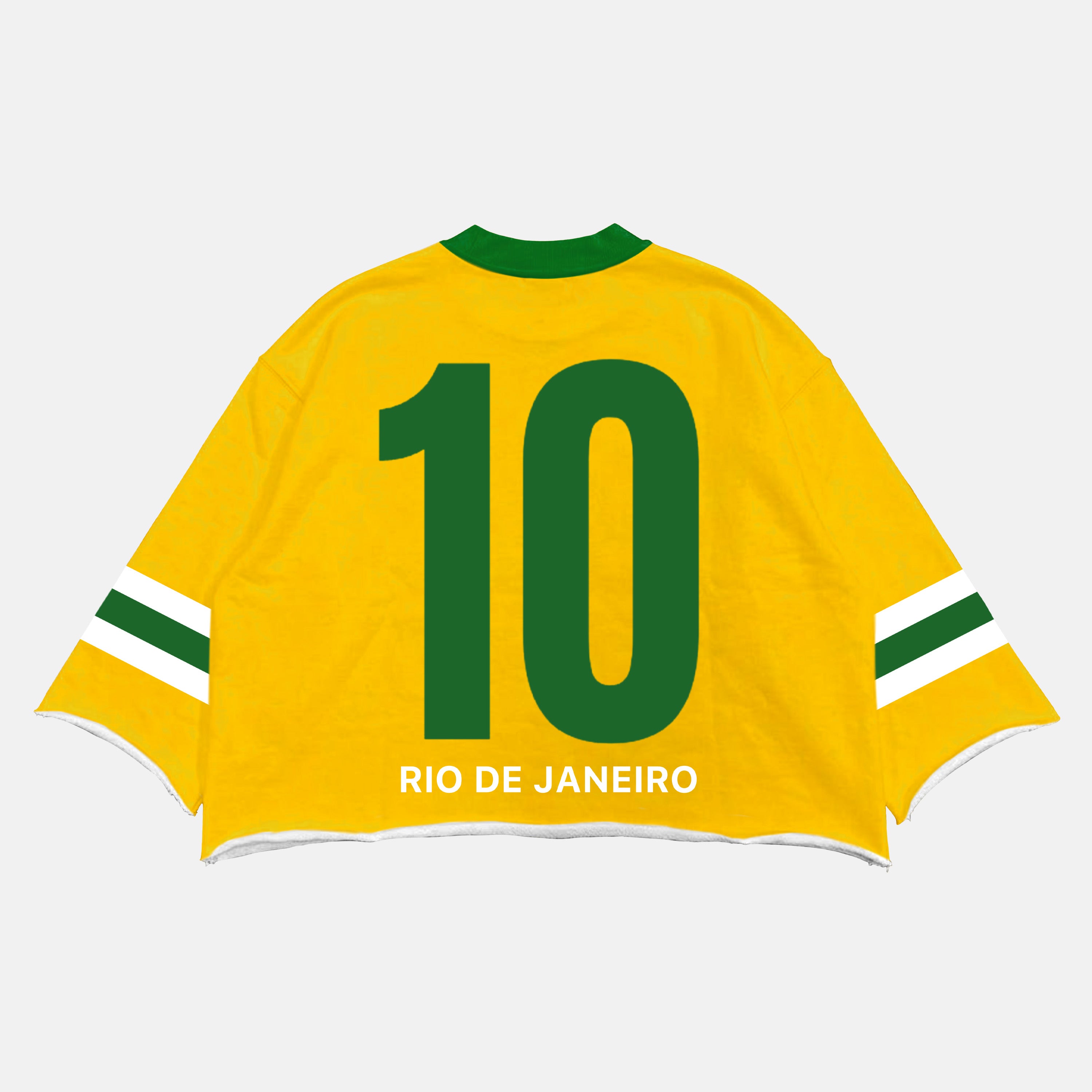 Brazil Christ The Redeemer No. 10  Retro Sports Graphic Boxy Crop T-shirt