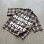 I Am Allergic To People Slogan Graphic Plaid Jacket Shirt
