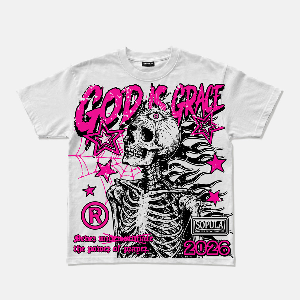 God Is Greater Retro Flaming Skeleton Graphic T-shirt