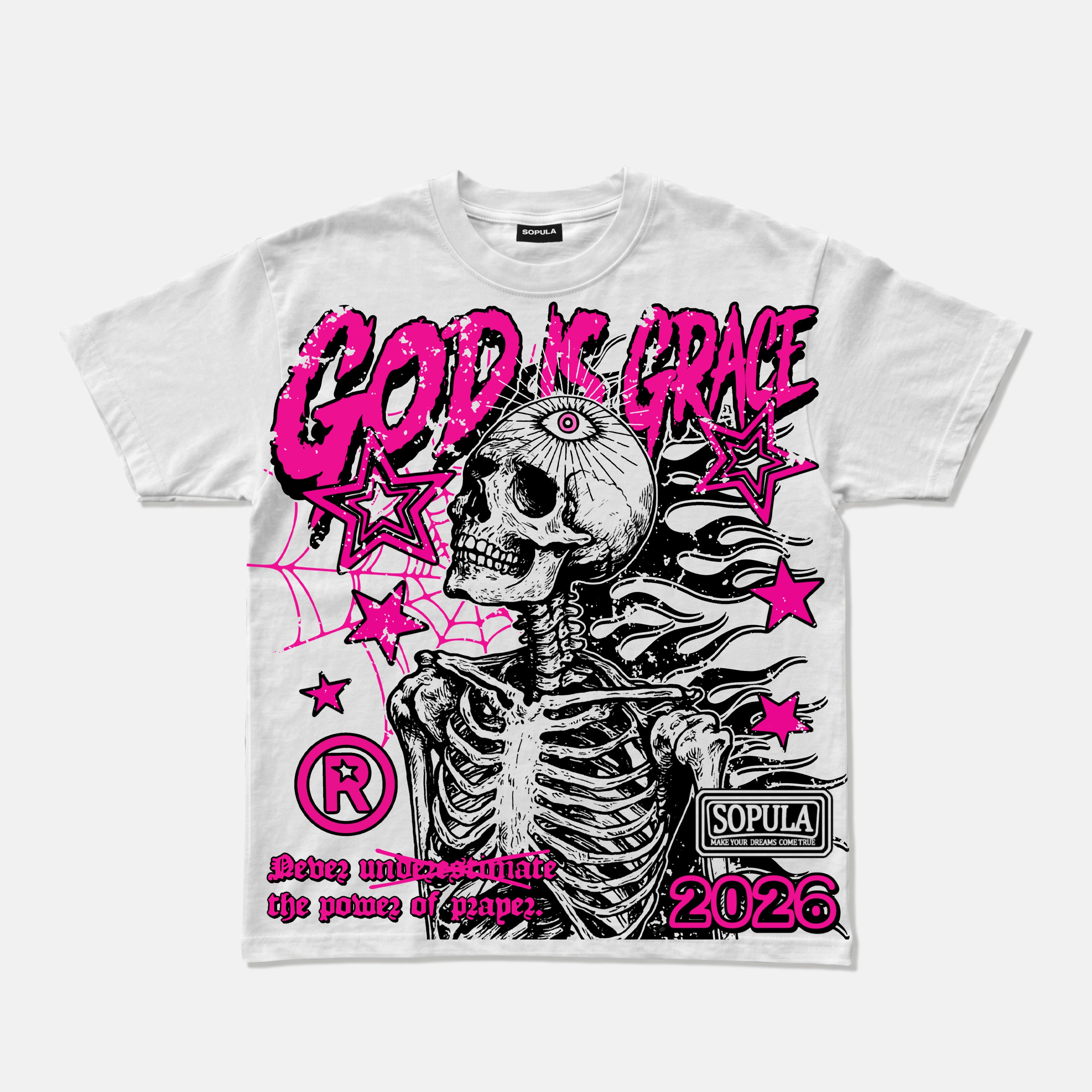 God Is Greater Retro Flaming Skeleton Graphic T-shirt
