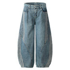 Men's Fashionable Side Striped Curved Jeans