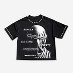 I Am Allergic To People Spiked Portrait Graphic Cropped T-shirt