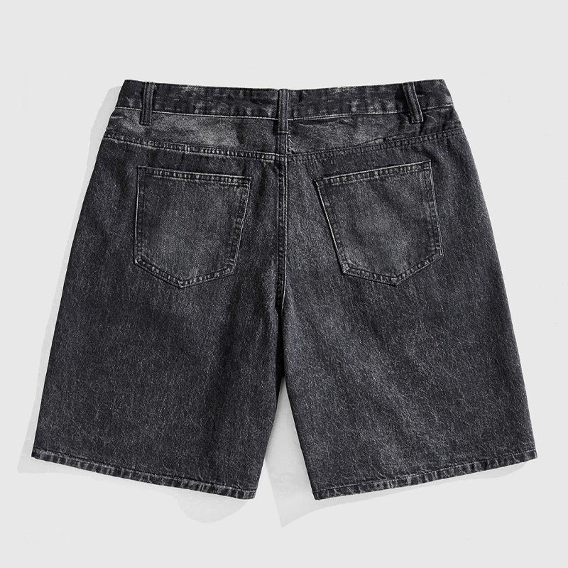 Retro Saint Mary Print Denim Shorts