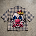 Graffiti Clown Head Graphic Plaid Jacket Shirt