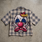 Graffiti Clown Head Graphic Plaid Jacket Shirt