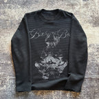 Retro Angel Saint Letter Print Waffle Knit Long-sleeve T-shirt