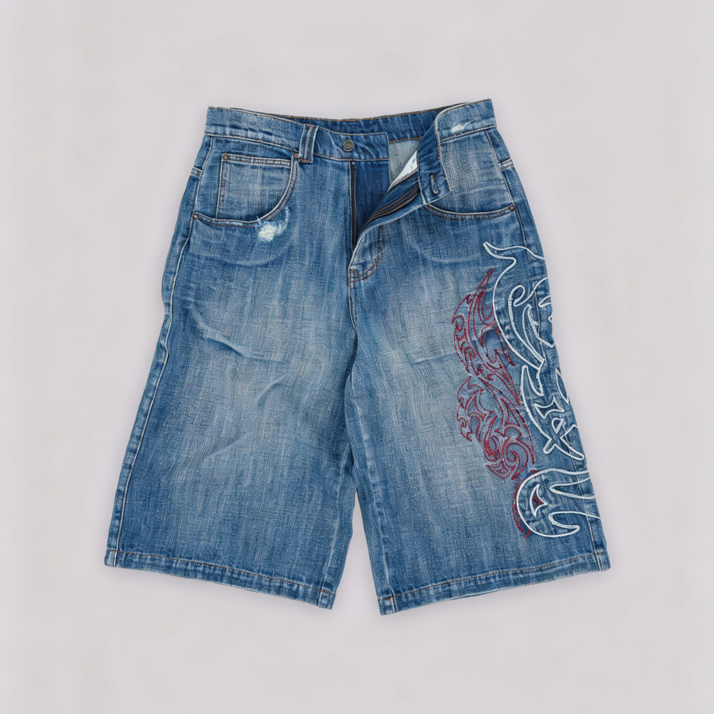 Men's Retro Y2k Fashion Embroidered Denim Jorts