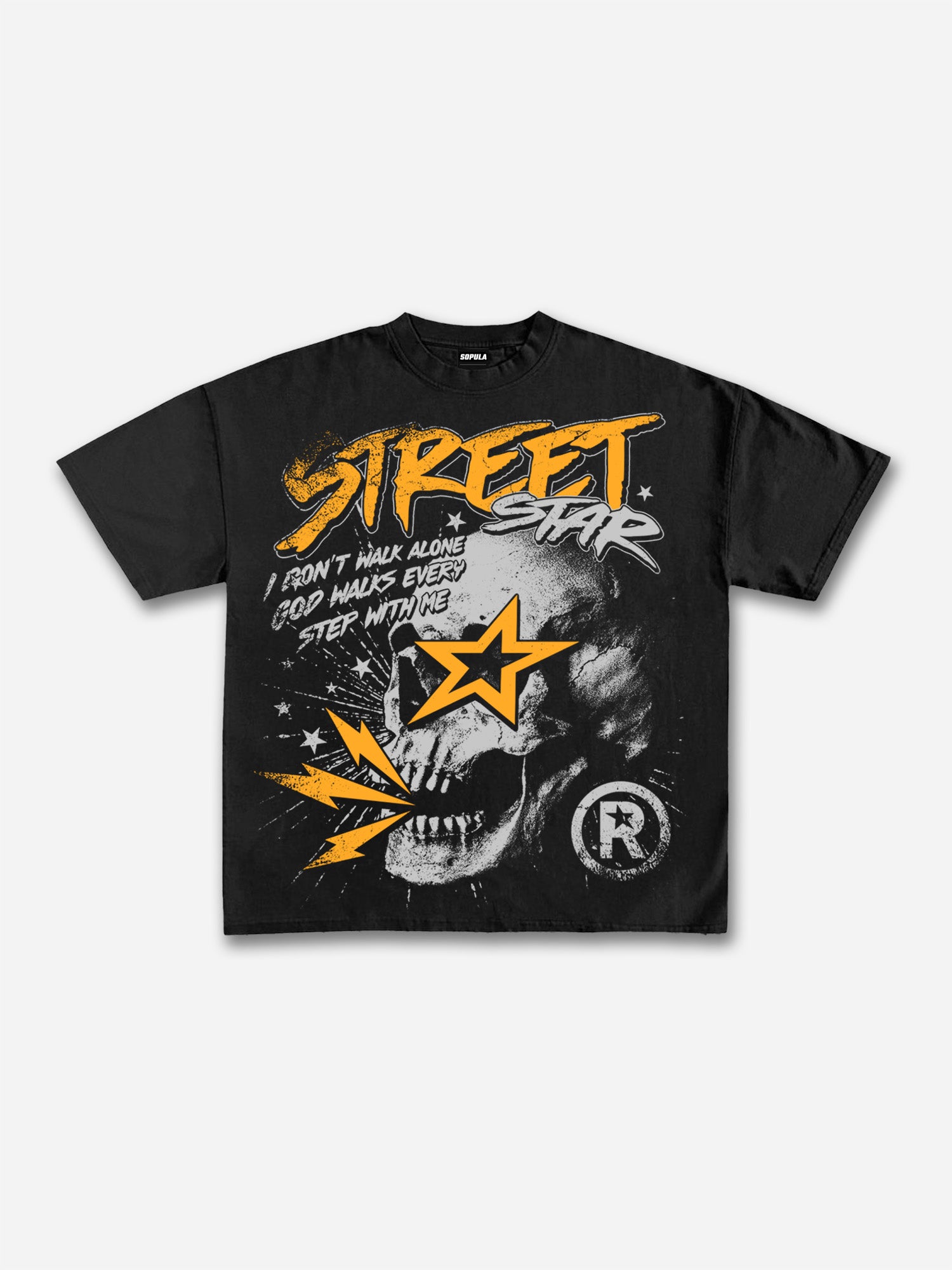 Street Star Skull Stars Vintage Graphic Cotton T-shirt