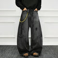 Retro Gradient Embroidered Patchwork Baggy Jeans