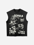 Skeleton On The Cross Vintage Y2k Graphic Tank Top