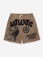 I Am Allergic To People Graphic Print Mesh Shorts