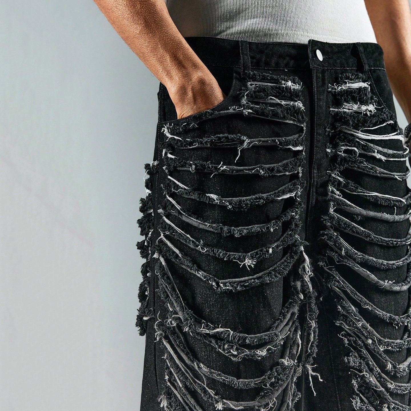 Men's Y2k Hip Hop Style Ripped Denim Shorts