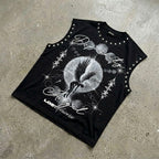 Dark Y2k Angels Lost In The Universe Graphic Tank Top