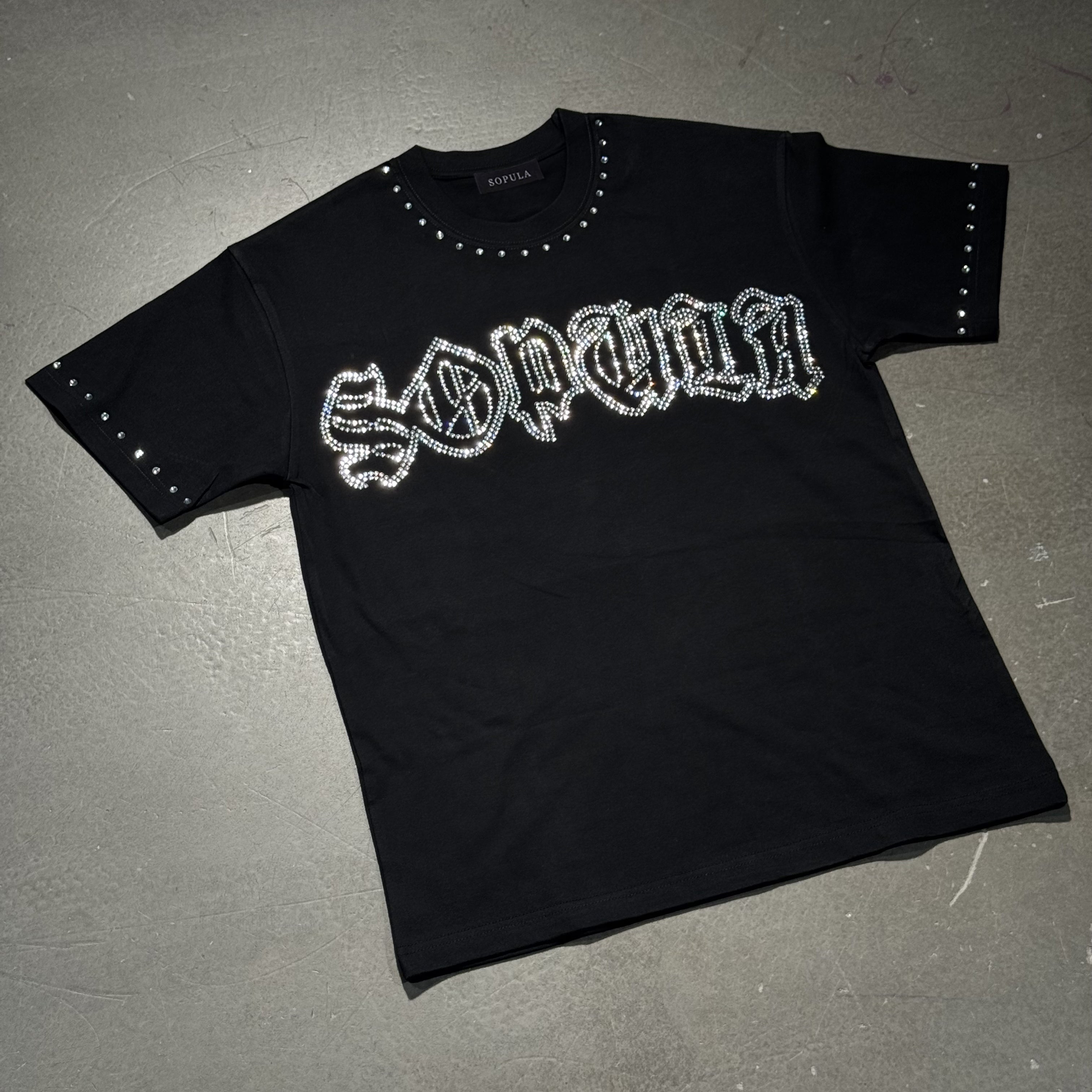 Sopula Shining Diamond Font Graphic Cotton T-shirt