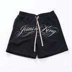 Jesus Is King Graphic Print Sports Shorts