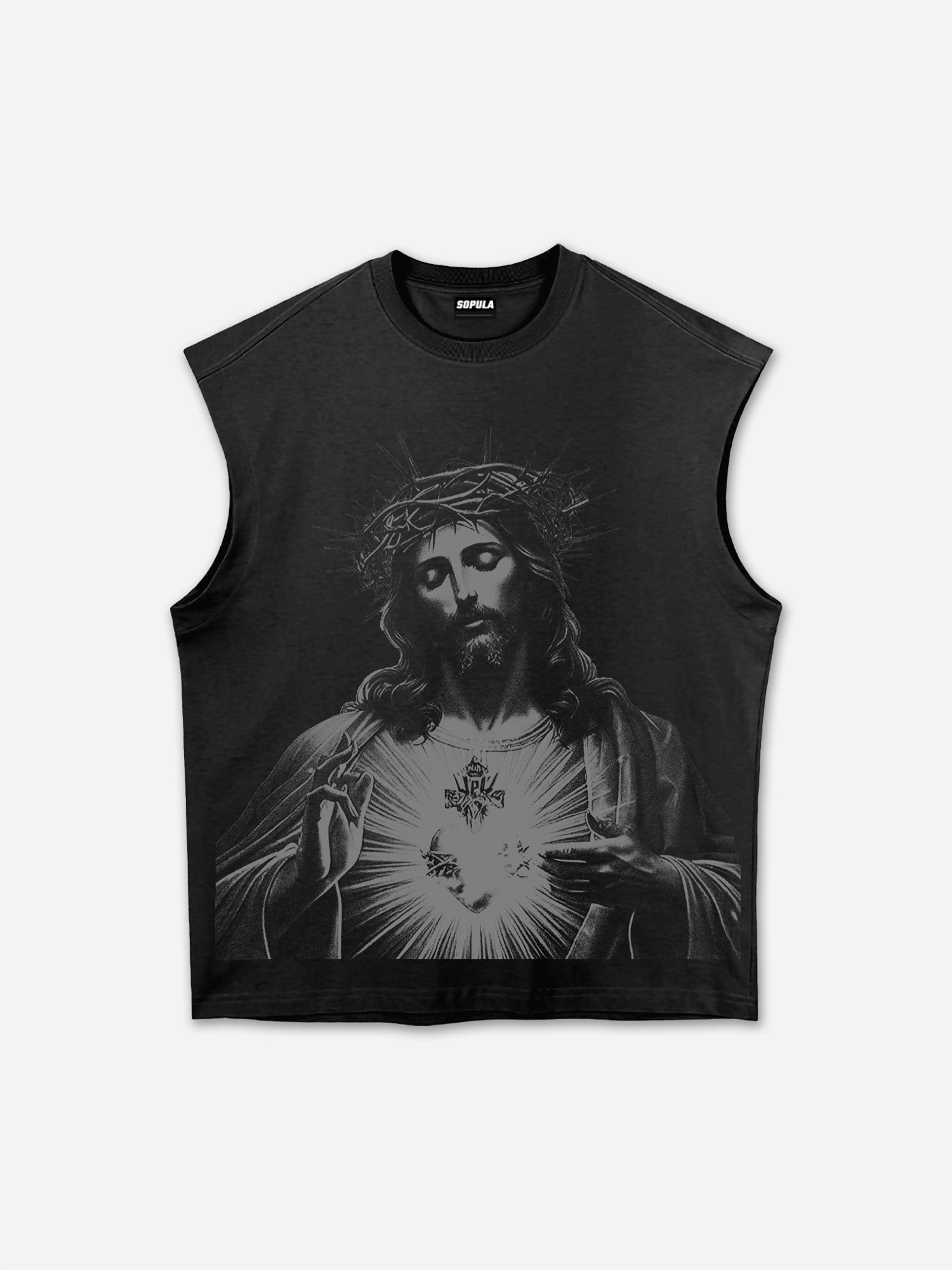Vintage Jesus Graphic Cotton Tank Top