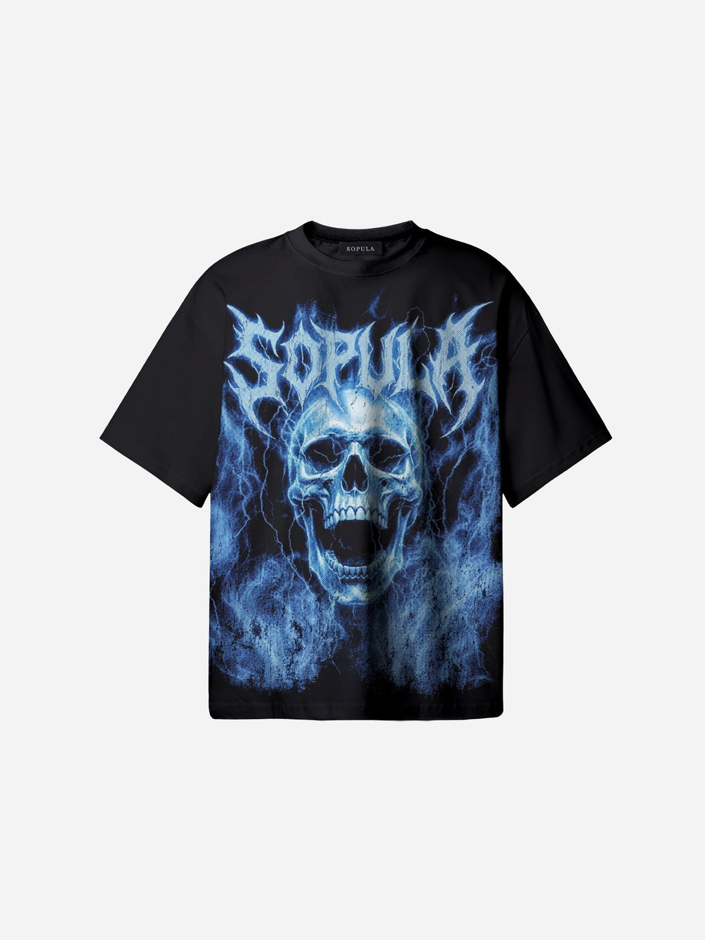 Lightning Hell Skeleton Vintage Graphic Cotton T-shirt