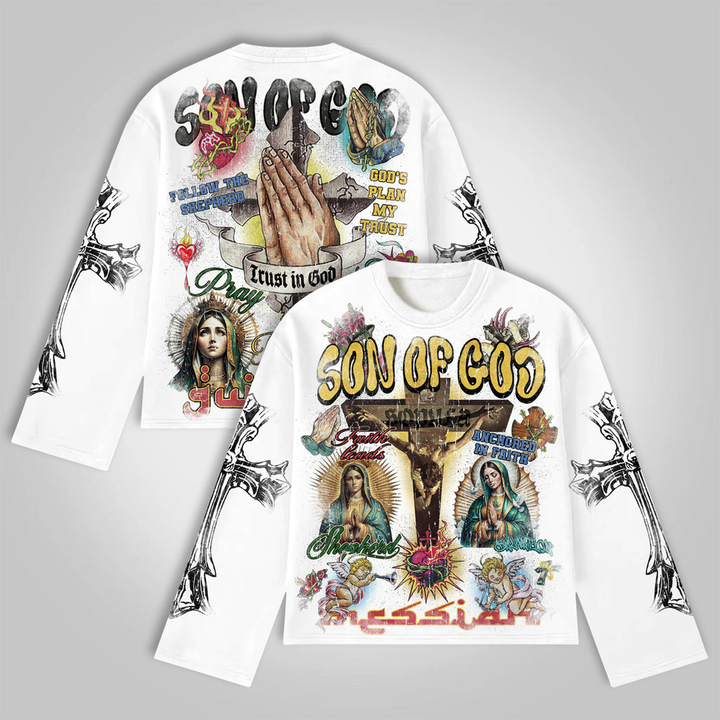 Son Of God Vintage Collage Graphics Long Sleeve T-shirt