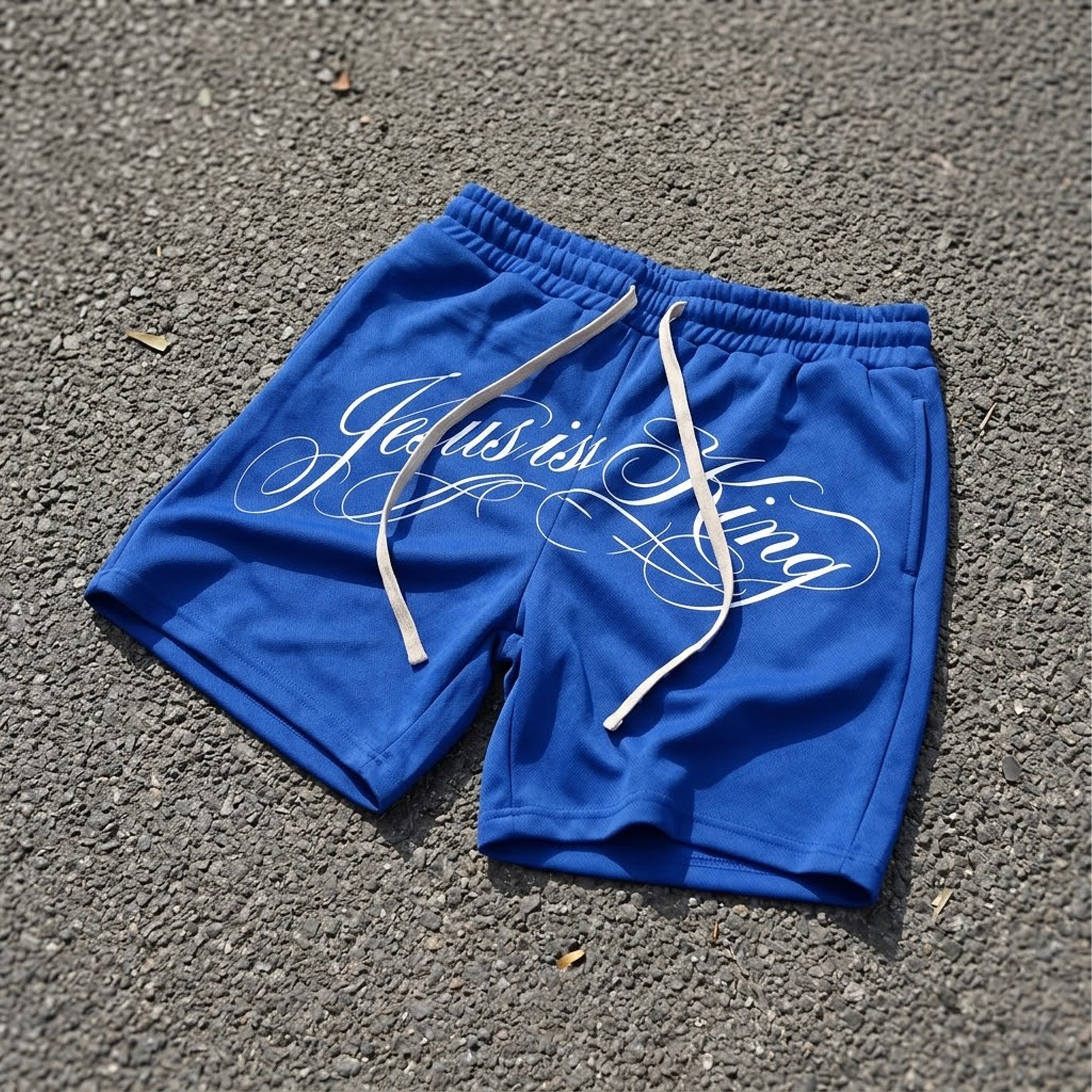 Jesus Is King Graphic Print Sports Shorts