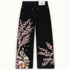 Men's Retro Japanese Floral Samurai Wide-leg Jeans