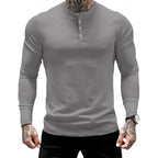 Men's Sports Fitness Stretch Long-sleeve Polo T-shirt