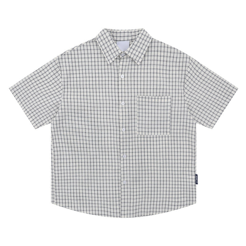 Men's Plaid Short-sleeved Loose Shirt