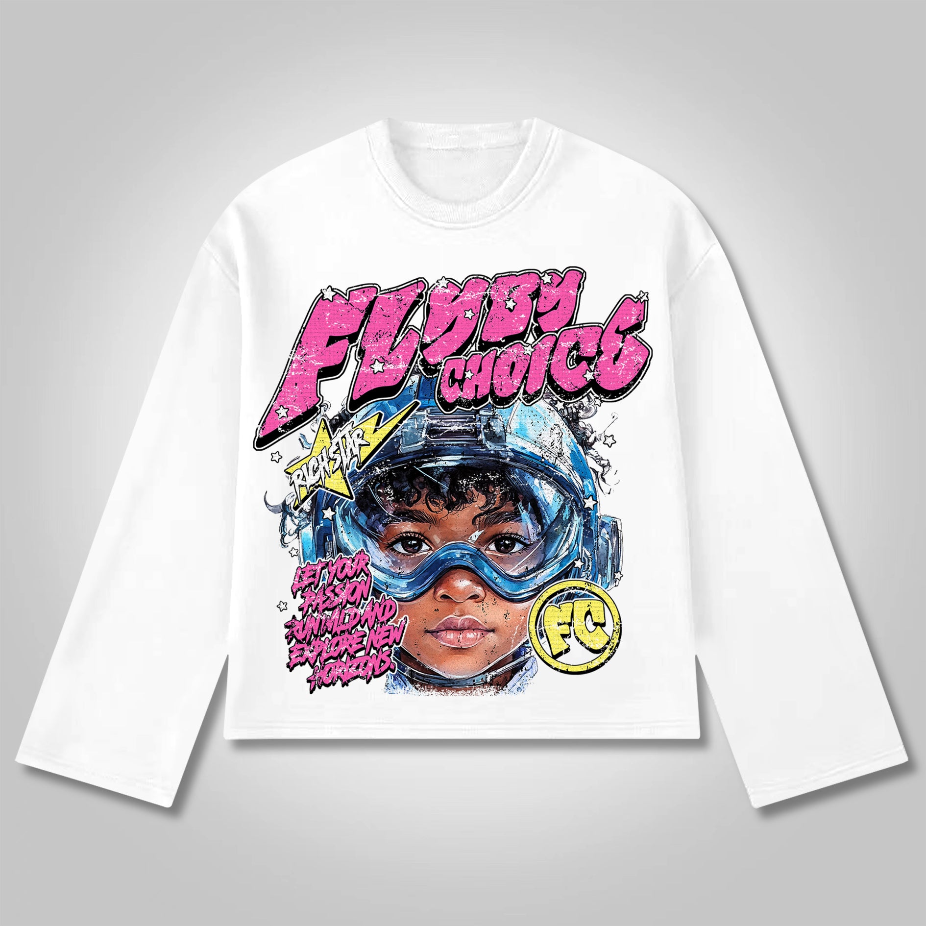 Vintage Fly By Choice Graphic Cotton Long Sleeve T-Shirt