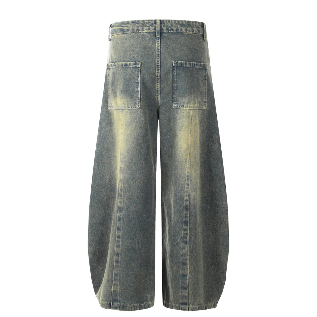 Casual Patchwork Loose-fitting Leg Baggy Jeans
